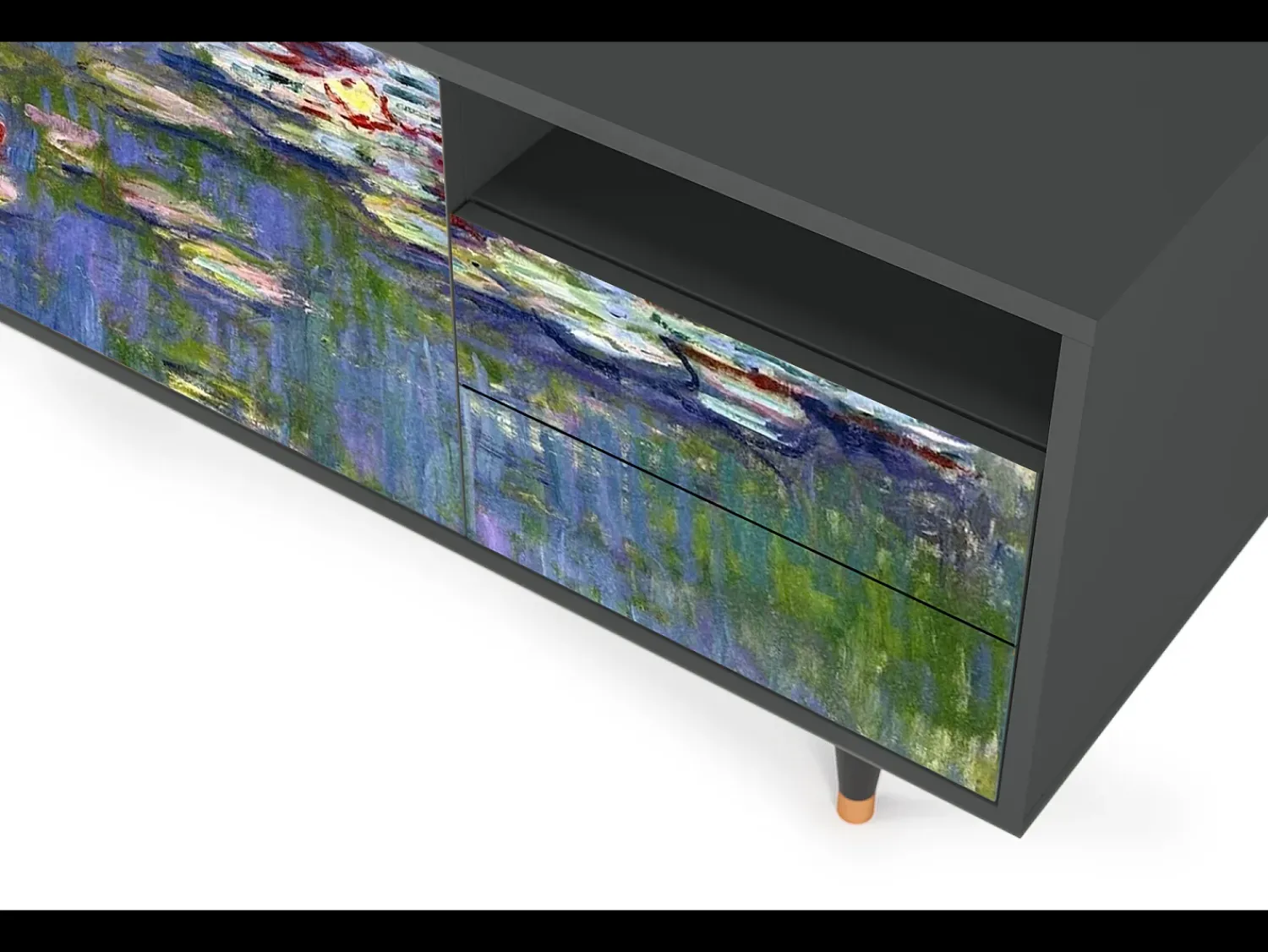 Móvel De Tv| Mueble de TV - 125х56х41 cm - T7 - The water lily pond , Antracite Cinza antracite