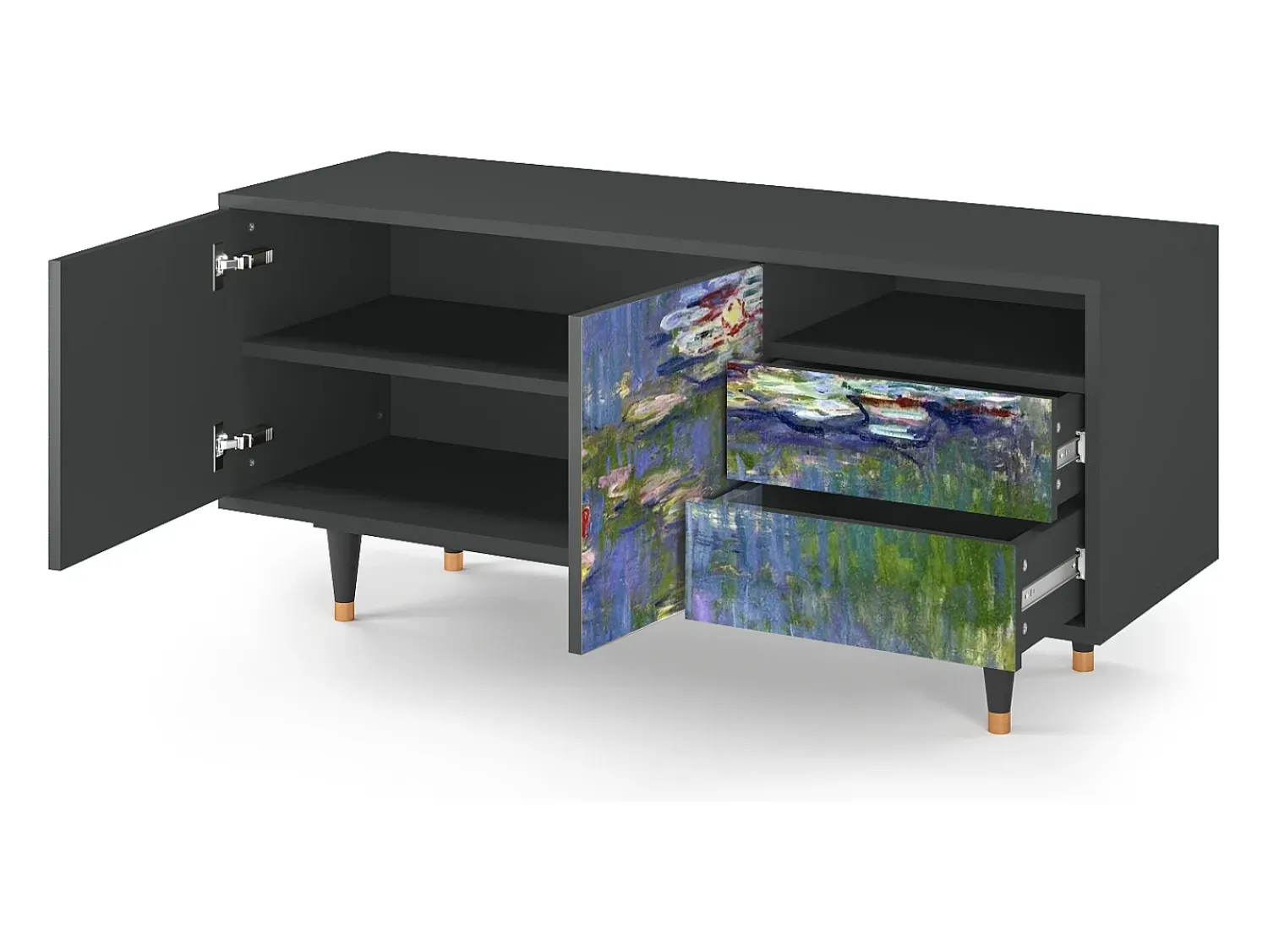 Móvel De Tv| Mueble de TV - 125х56х41 cm - T7 - The water lily pond , Antracite Cinza antracite