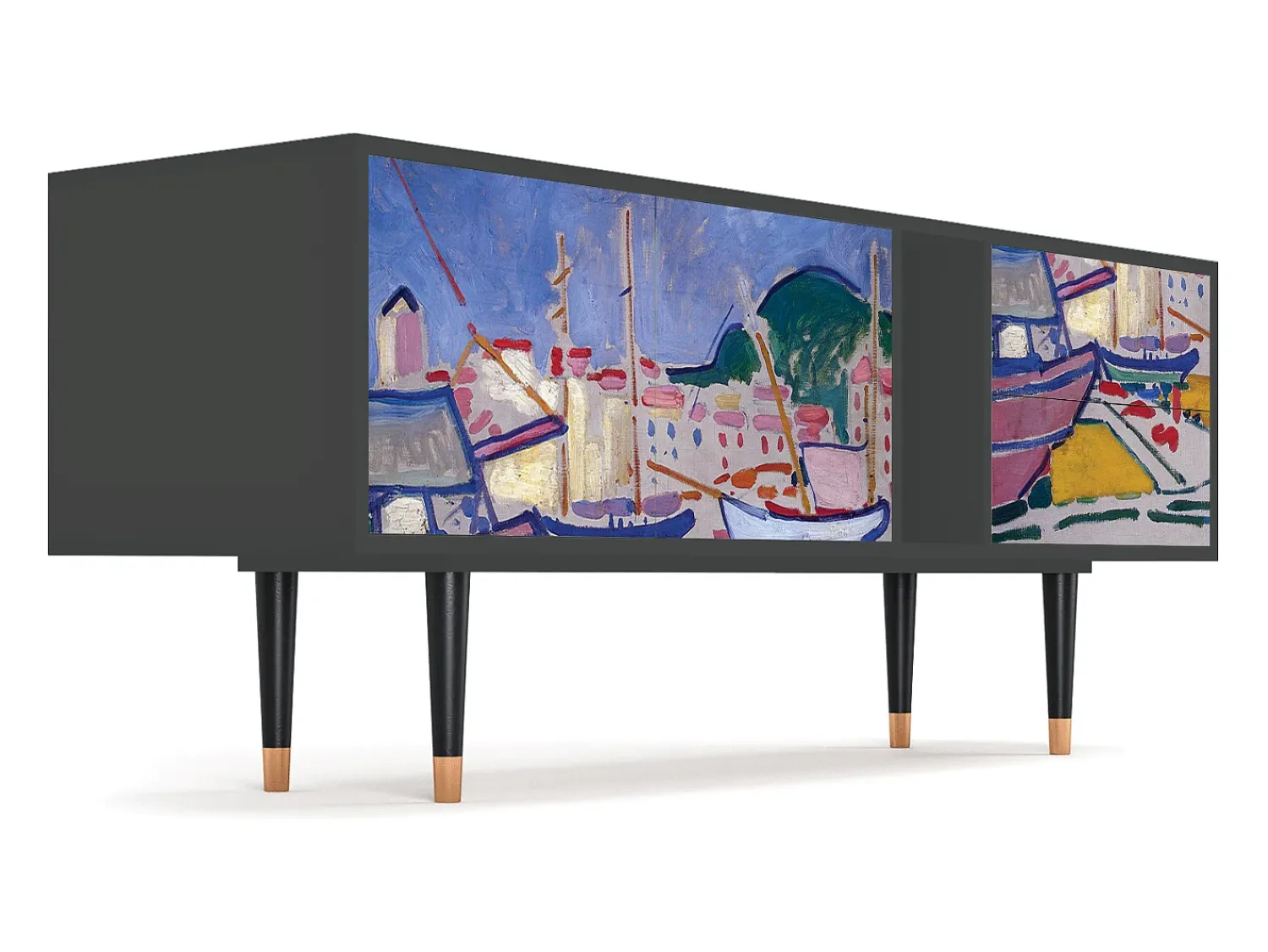 Mueble de TV - 170х69х48 cm - T1 - The Port of Collioure , Antracite^ Móvel De Tv