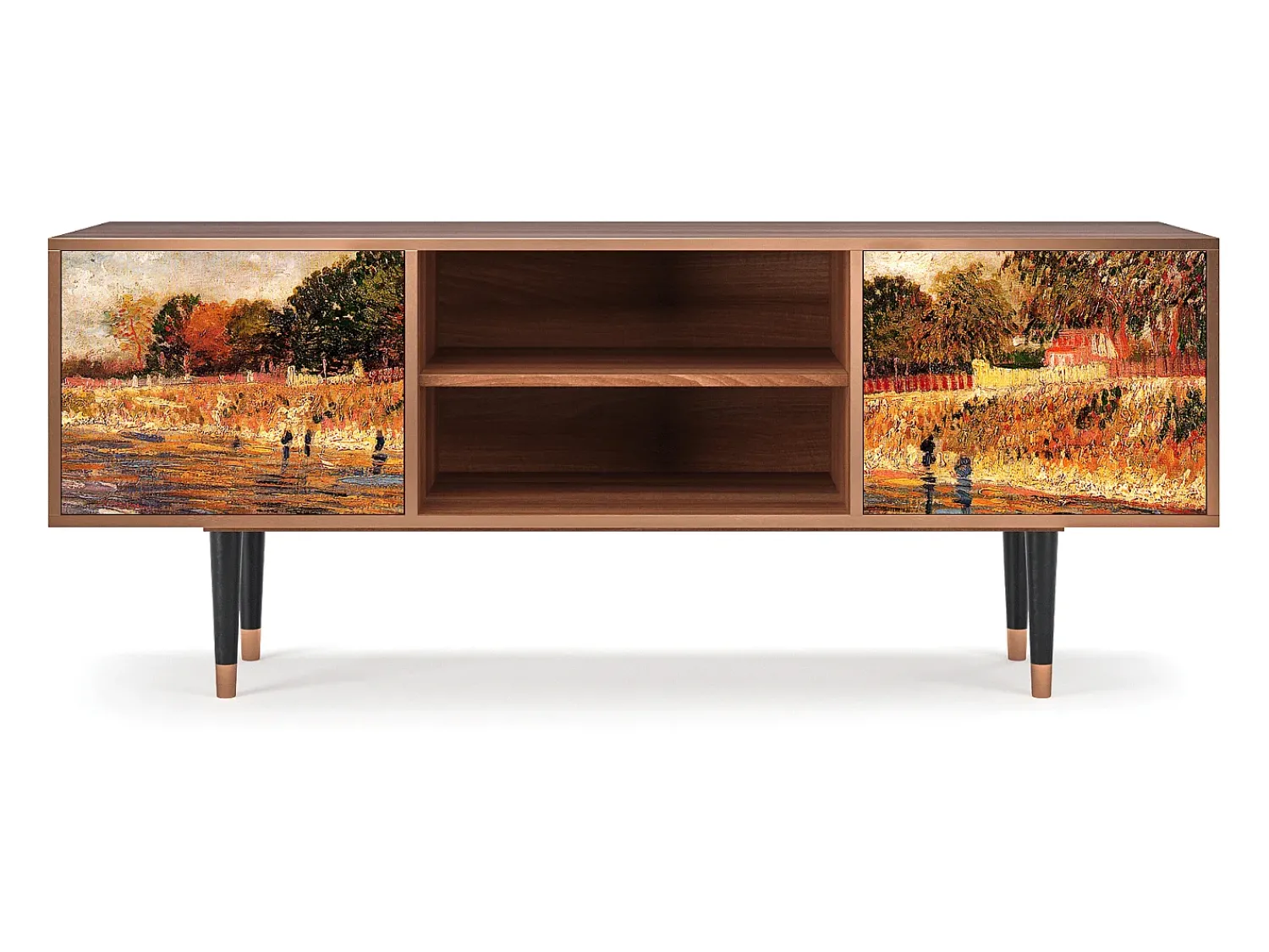 Móvel De Tv| Mueble de TV - 170х69х48 cm - T2 - The Banks, Nogueira Castanho