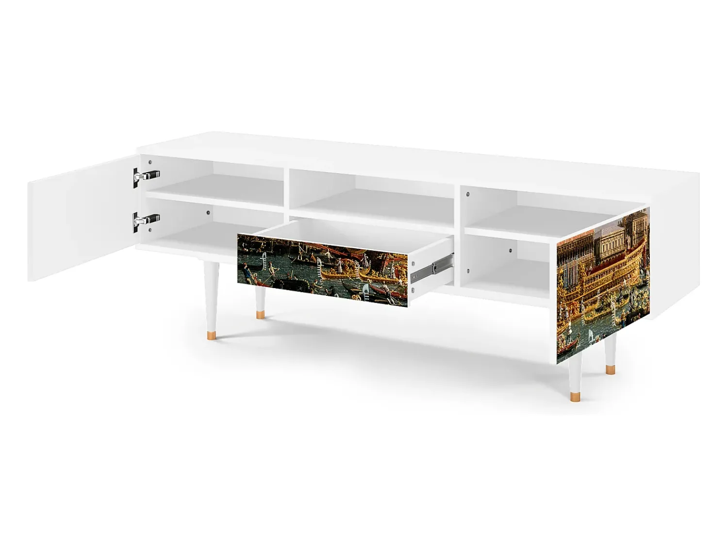 Móvel De Tv* Mueble de TV - 170х59х41 cm - T6 - The Bucintoro, Branco Bege