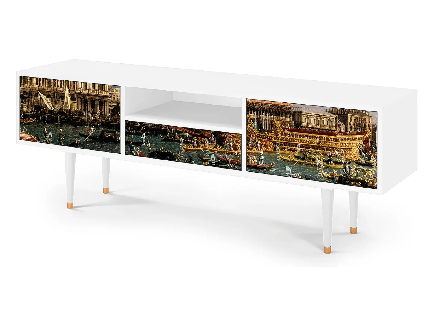 Móvel De Tv* Mueble de TV - 170х59х41 cm - T6 - The Bucintoro, Branco Bege