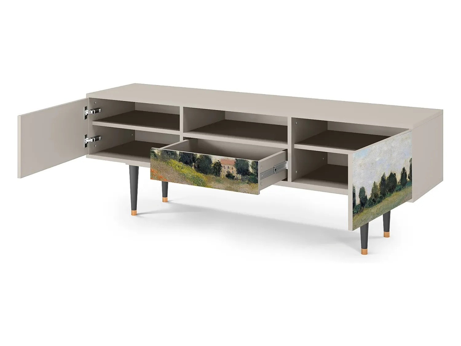 Móvel De Tv* Mueble de TV - 170х59х41 cm - T6 - The Poppy Field , Areia Bege