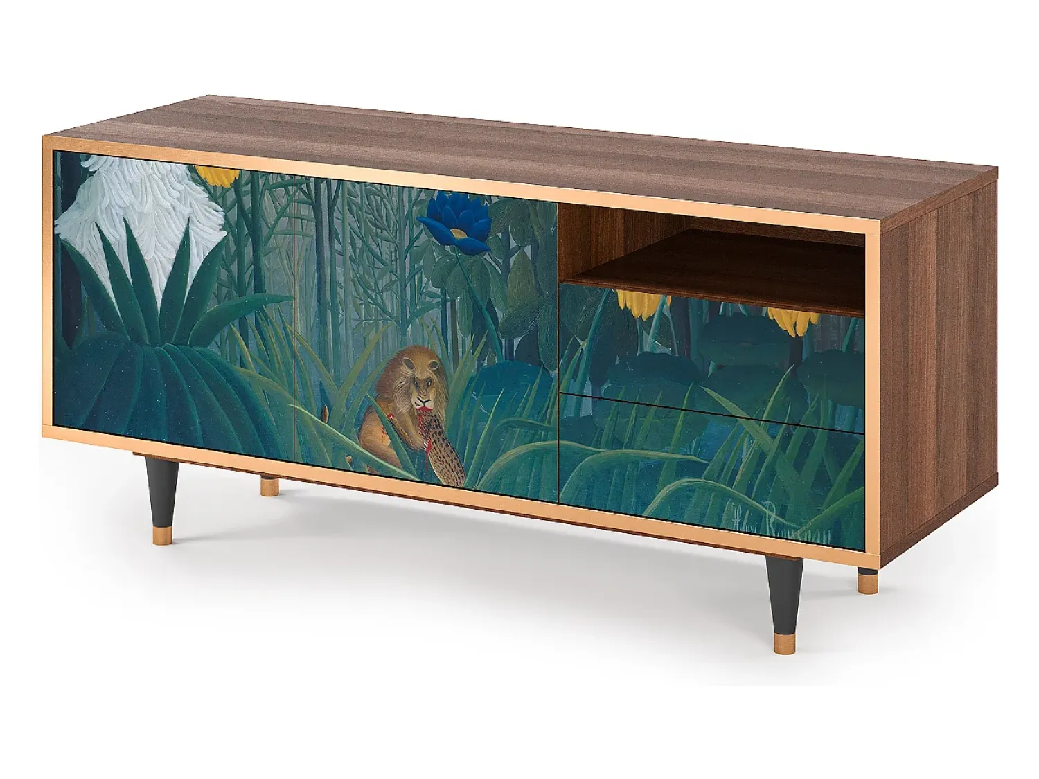 Móvel De Tv* Mueble de TV - 125х56х41 cm - T7 - The Repast of the Lion, Nogueira Castanho