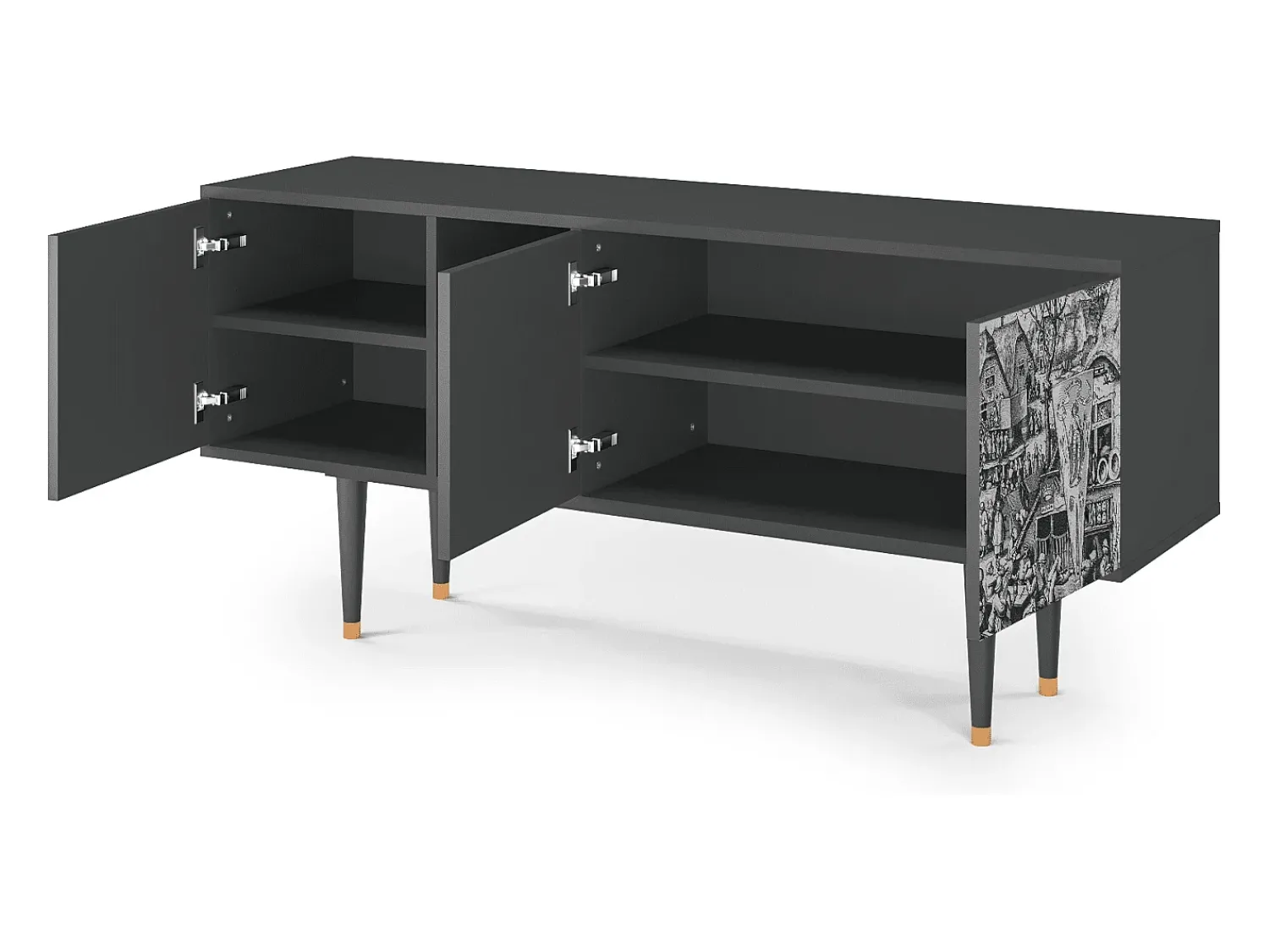 Móvel De Tv| Mueble de TV - 150х69х41 cm - T5 - The Festival of Saint, Antracite Cinza antracite