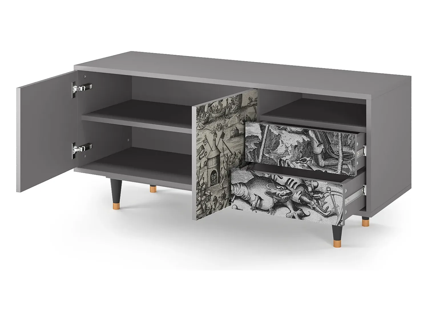Mueble de TV - 125х56х41 cm - T7 - The Temptation, Cinza^ Móvel De Tv