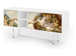 Móvel De Tv| Mueble de TV - 150х69х41 cm - T5 - The Creation of Adam, Branco Bege