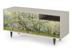 Móvel De Tv| Mueble de TV - 125х56х41 cm - T7 - The Branco Orchard, Areia Bege