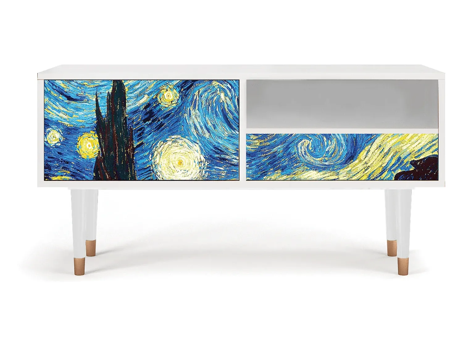 Mueble de TV - 115х59х48 cm - T3 - The Starry Night , Branco^ Móvel De Tv