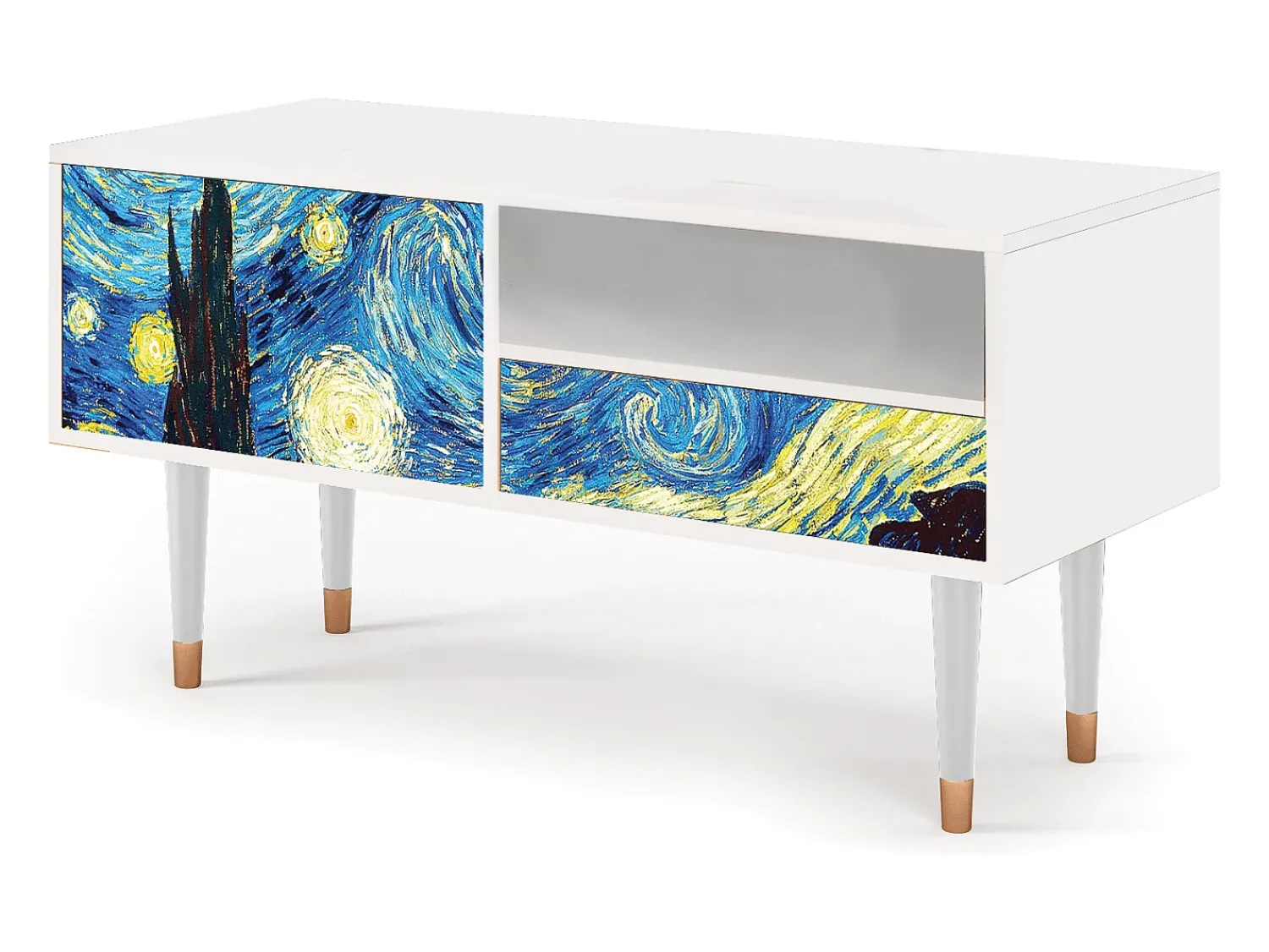 Mueble de TV - 115х59х48 cm - T3 - The Starry Night , Branco^ Móvel De Tv