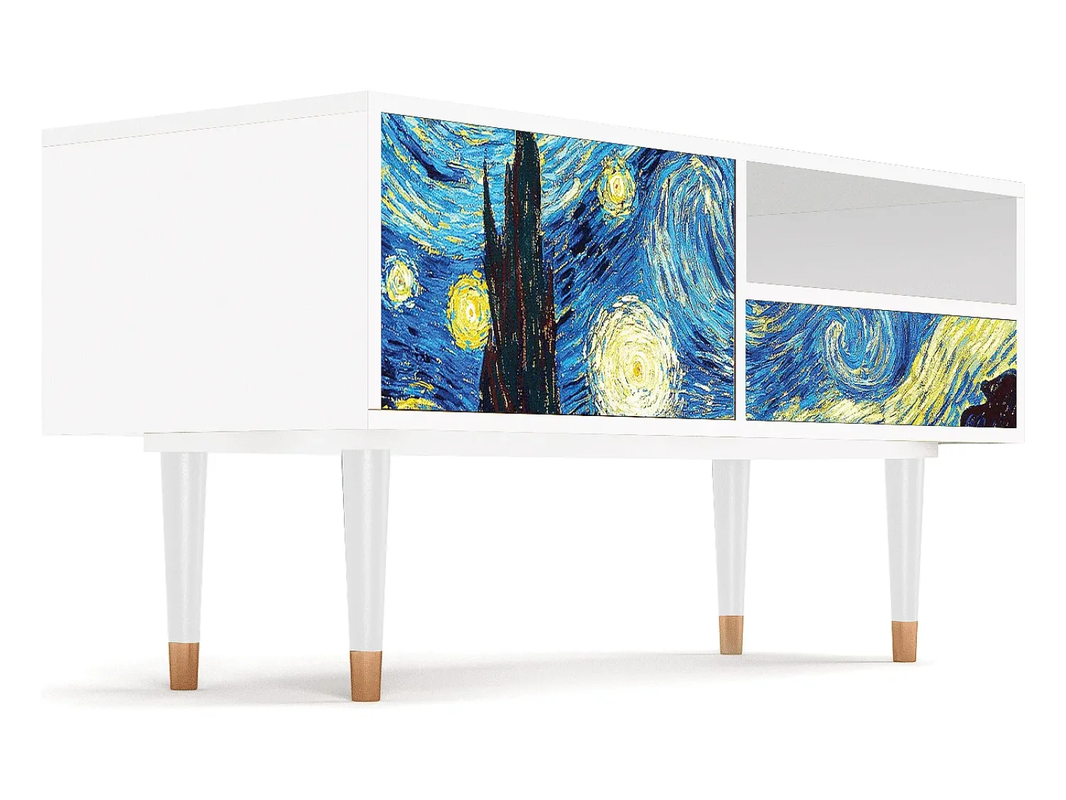 Mueble de TV - 115х59х48 cm - T3 - The Starry Night , Branco^ Móvel De Tv