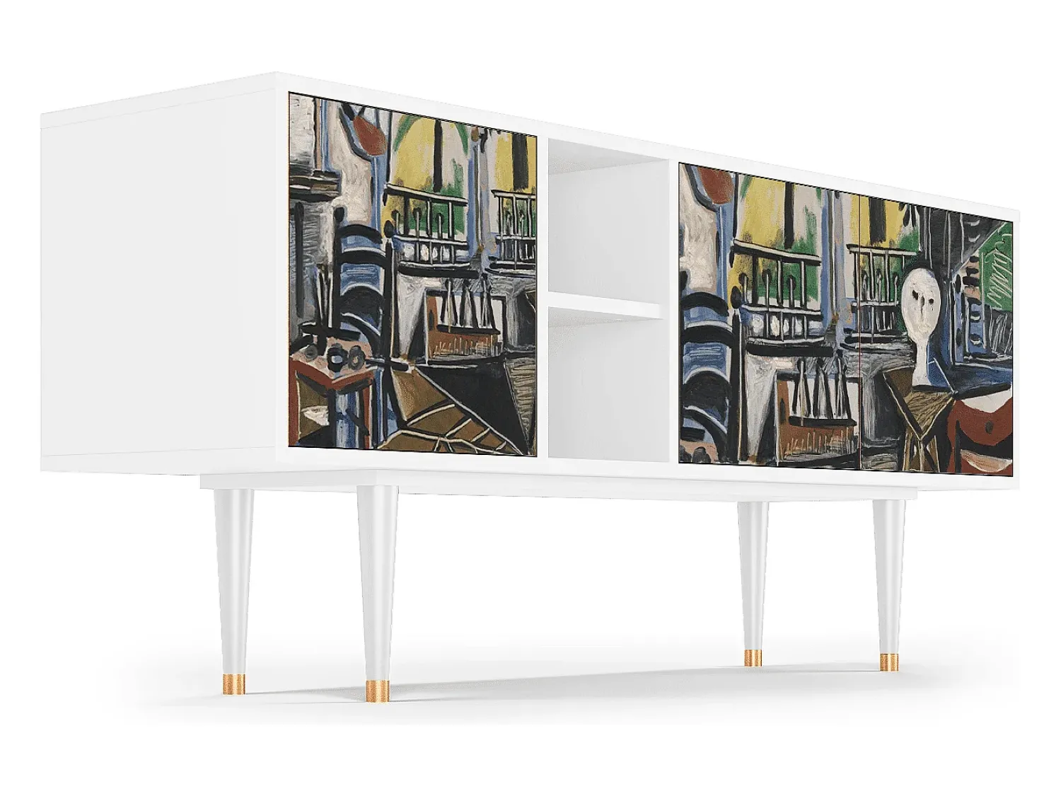 Móvel De Tv* Mueble de TV - 150х69х41 cm - T5 - The Studio , Branco Bege