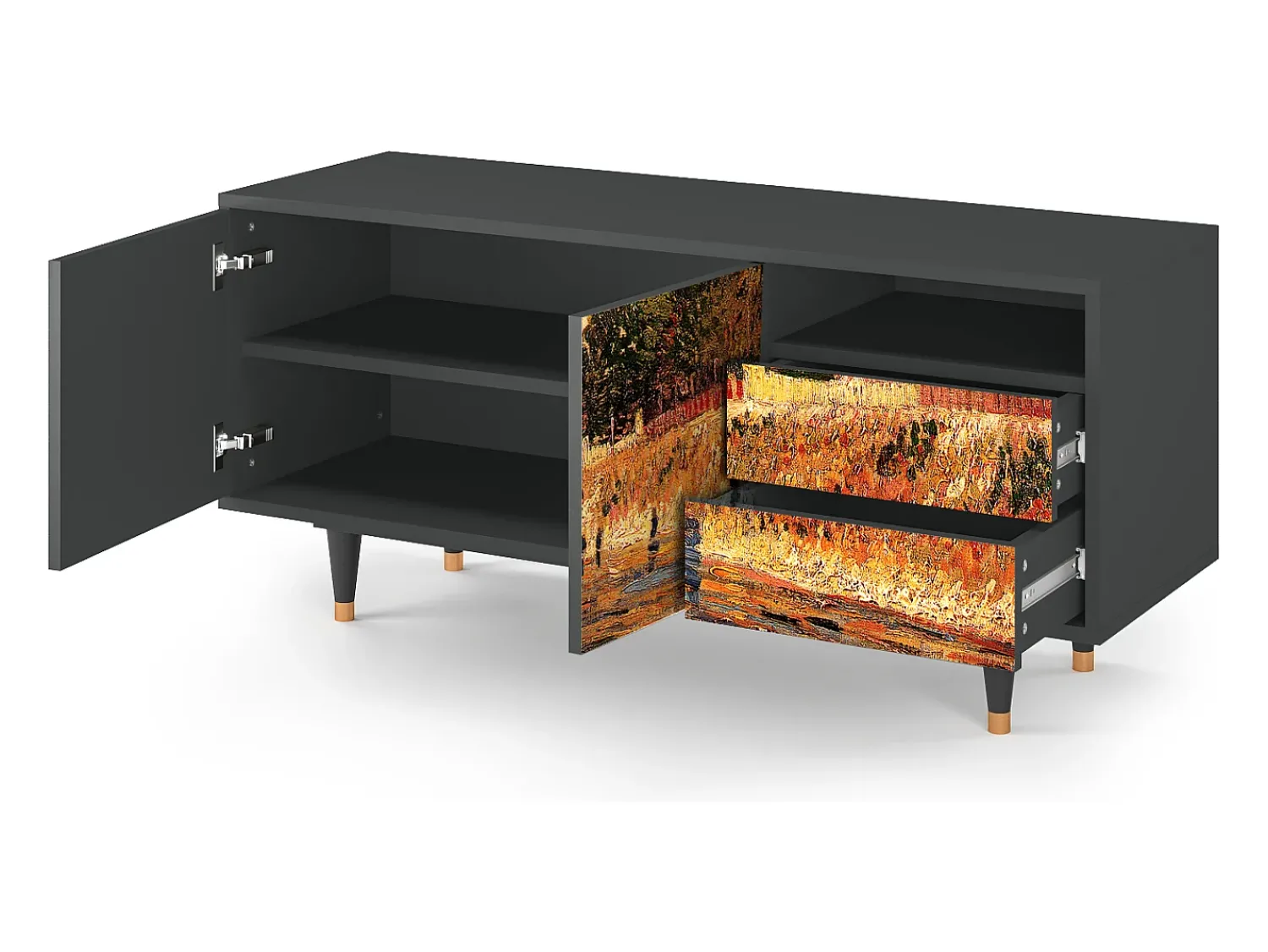 Mueble de TV - 125х56х41 cm - T7 - The Banks, Antracite^ Móvel De Tv