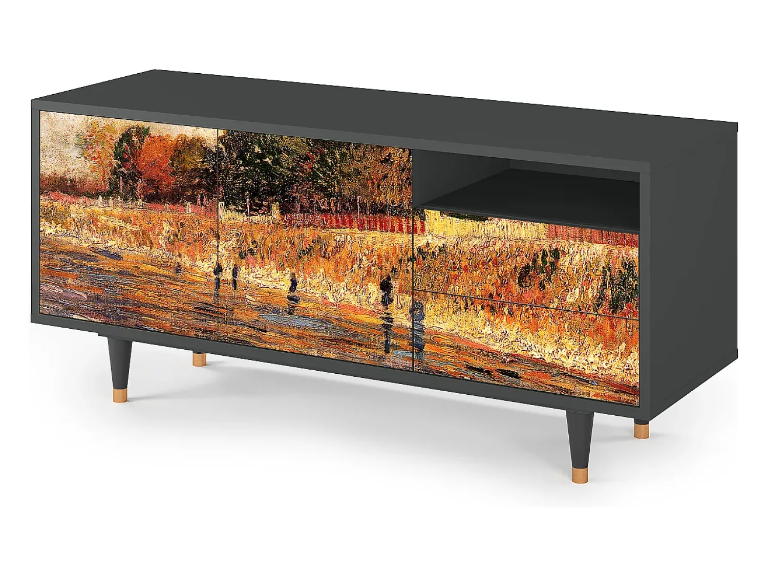 Mueble de TV - 125х56х41 cm - T7 - The Banks, Antracite^ Móvel De Tv