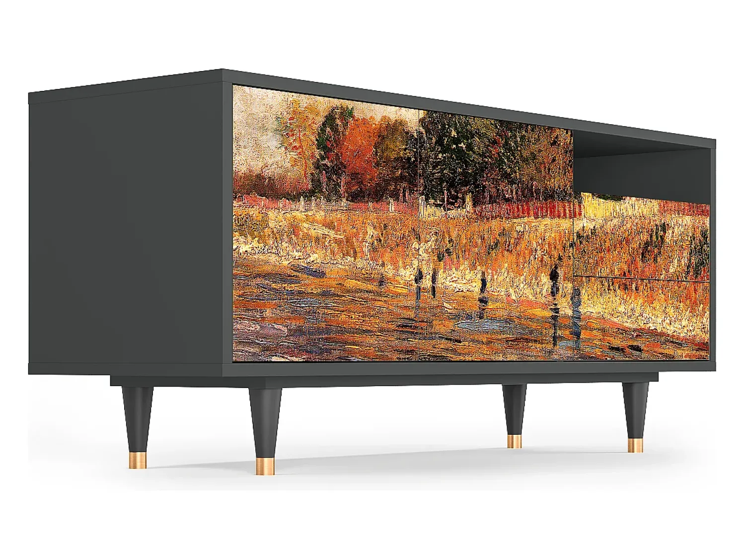 Mueble de TV - 125х56х41 cm - T7 - The Banks, Antracite^ Móvel De Tv