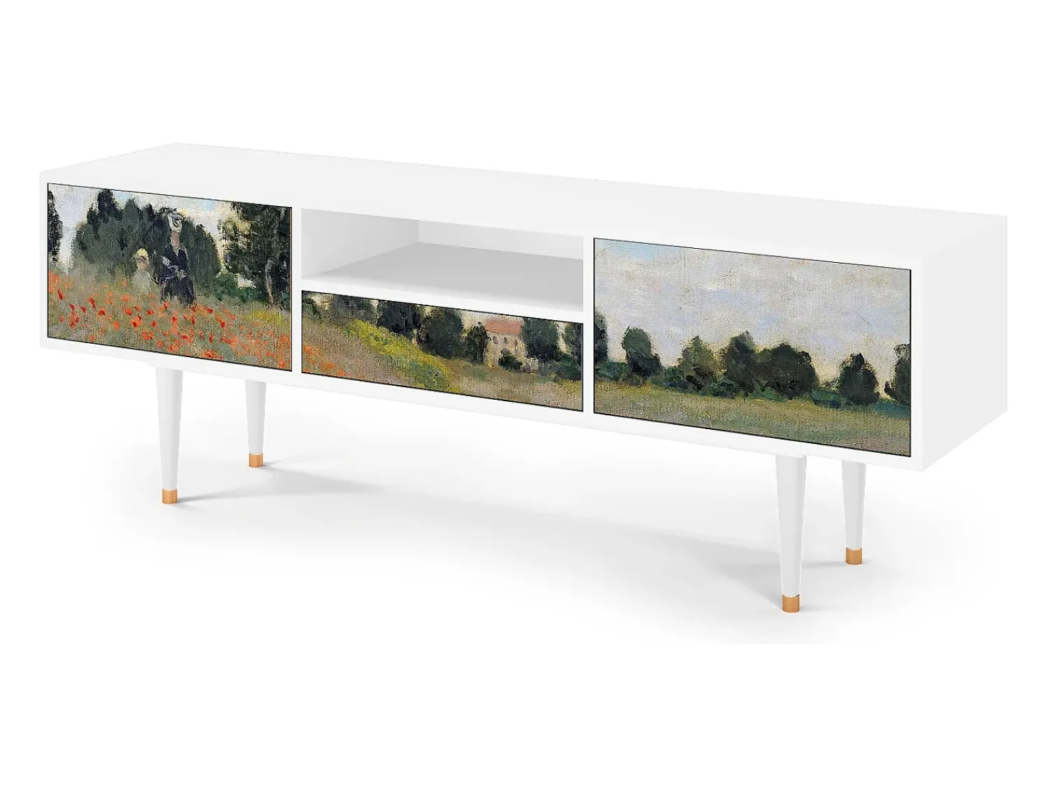 Móvel De Tv* Mueble de TV - 170х59х41 cm - T6 - The Poppy Field , Branco Bege