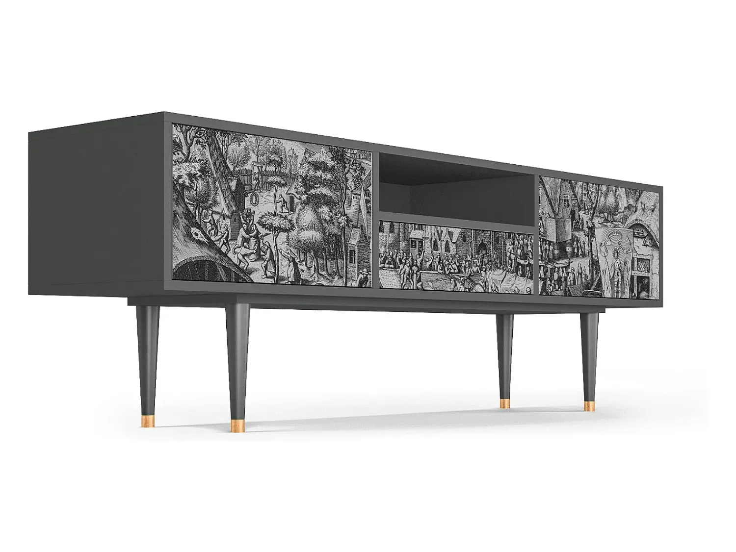 Best Mueble de TV - 170х59х41 cm - T6 - The Festival of Saint, Antracite Cinza antracite