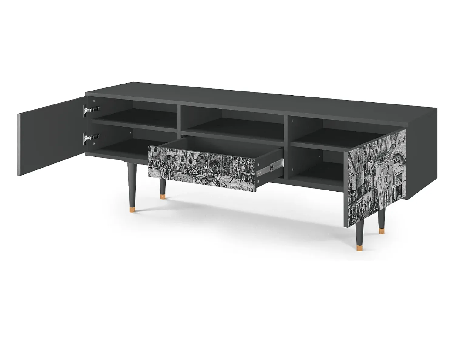 Best Mueble de TV - 170х59х41 cm - T6 - The Festival of Saint, Antracite Cinza antracite
