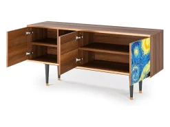 Móvel De Tv| Mueble de TV - 150х69х41 cm - T5 - The Starry Night , Nogueira Castanho