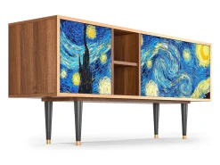 Móvel De Tv| Mueble de TV - 150х69х41 cm - T5 - The Starry Night , Nogueira Castanho