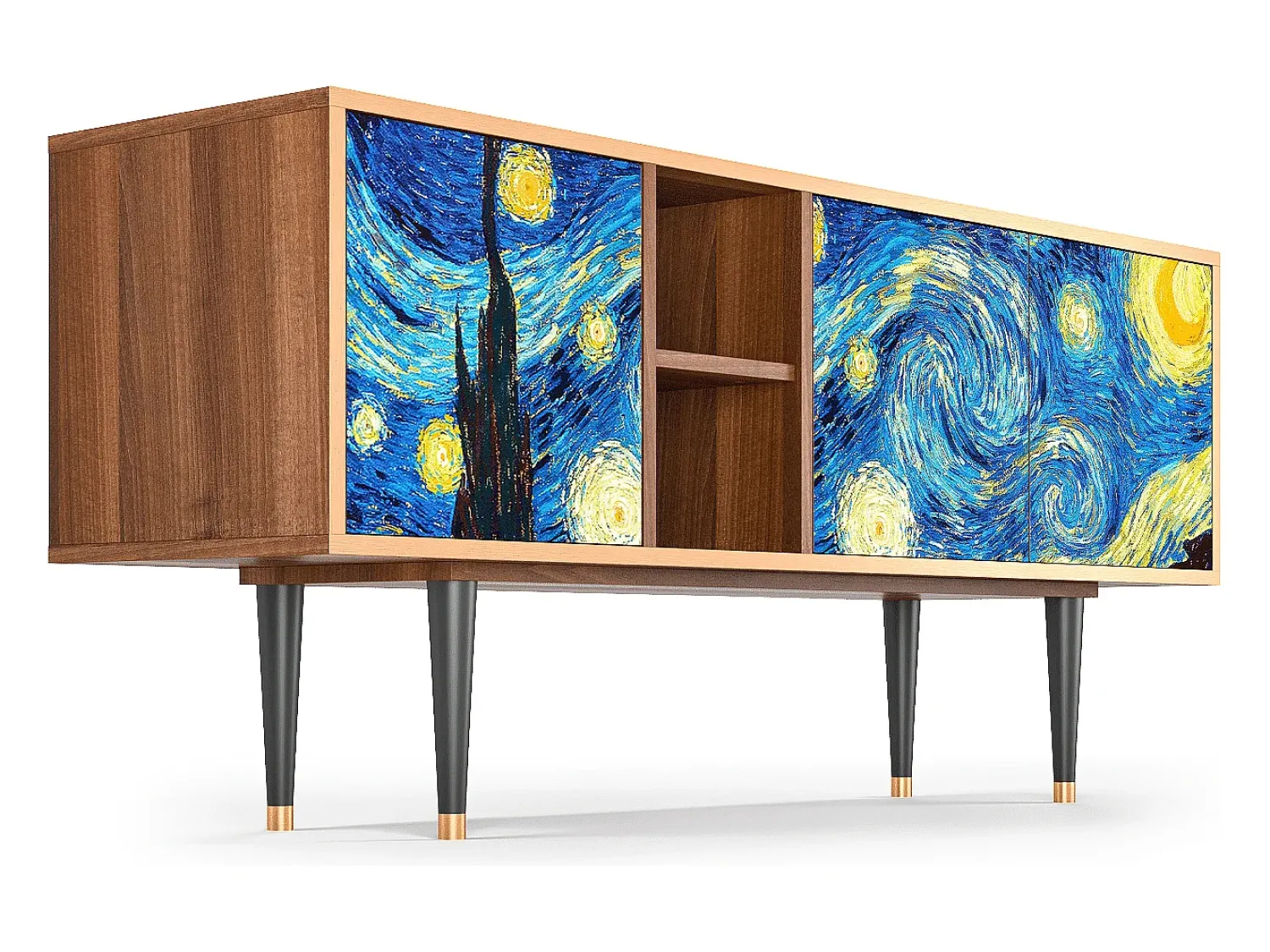 Móvel De Tv| Mueble de TV - 150х69х41 cm - T5 - The Starry Night , Nogueira Castanho