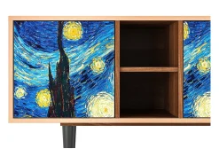 Móvel De Tv| Mueble de TV - 150х69х41 cm - T5 - The Starry Night , Nogueira Castanho