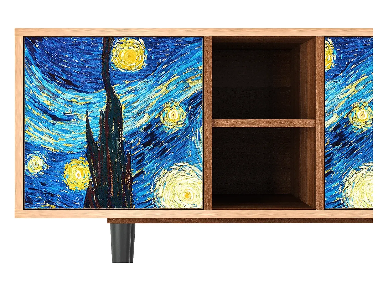 Móvel De Tv| Mueble de TV - 150х69х41 cm - T5 - The Starry Night , Nogueira Castanho