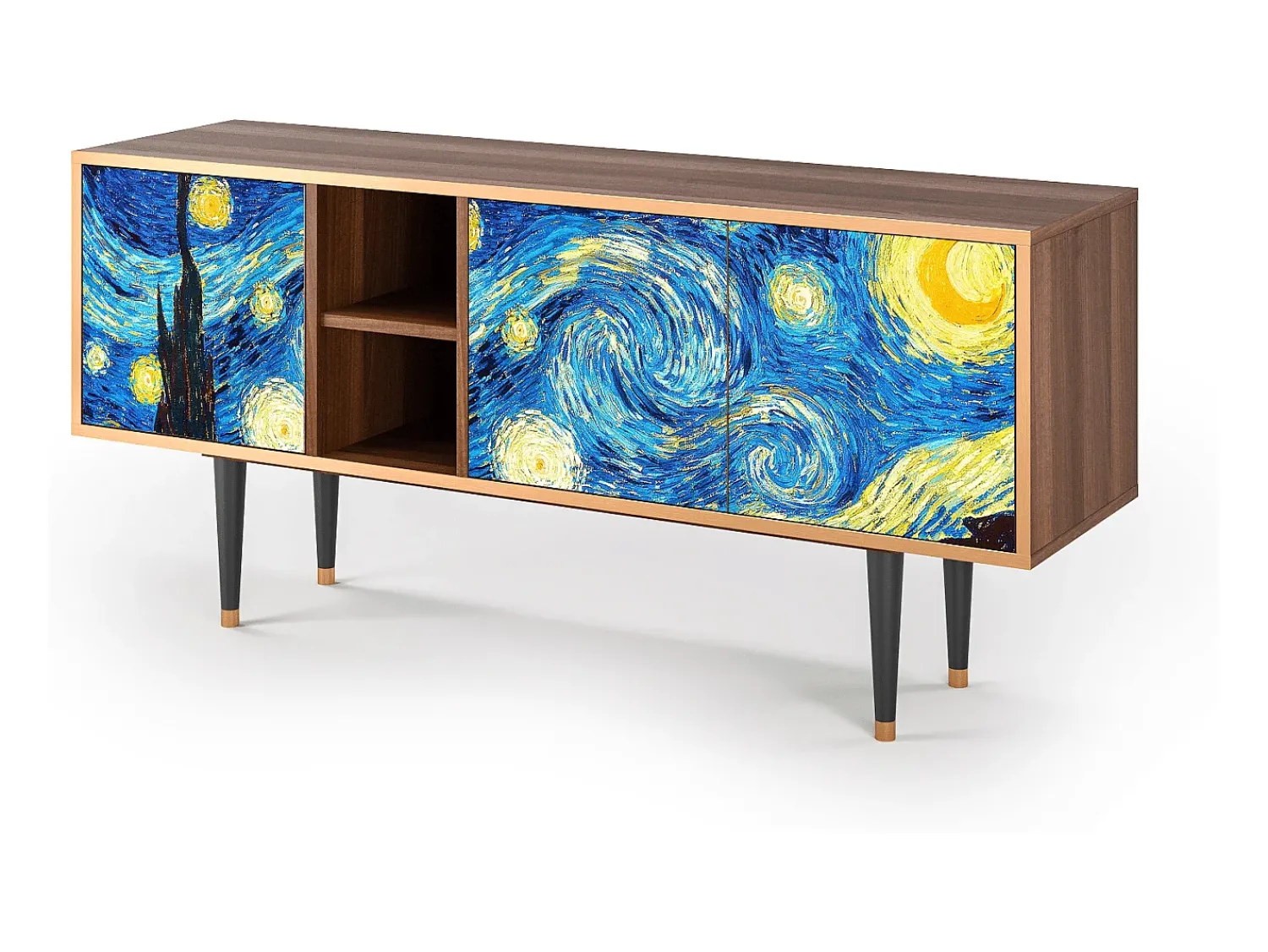 Móvel De Tv| Mueble de TV - 150х69х41 cm - T5 - The Starry Night , Nogueira Castanho