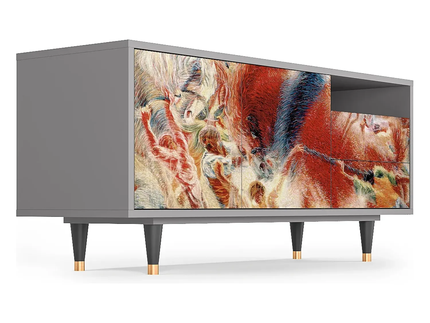 Sale Mueble de TV - 125х56х41 cm - T7 - The City Rises, Cinza Cinzento