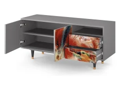 Sale Mueble de TV - 125х56х41 cm - T7 - The City Rises, Cinza Cinzento