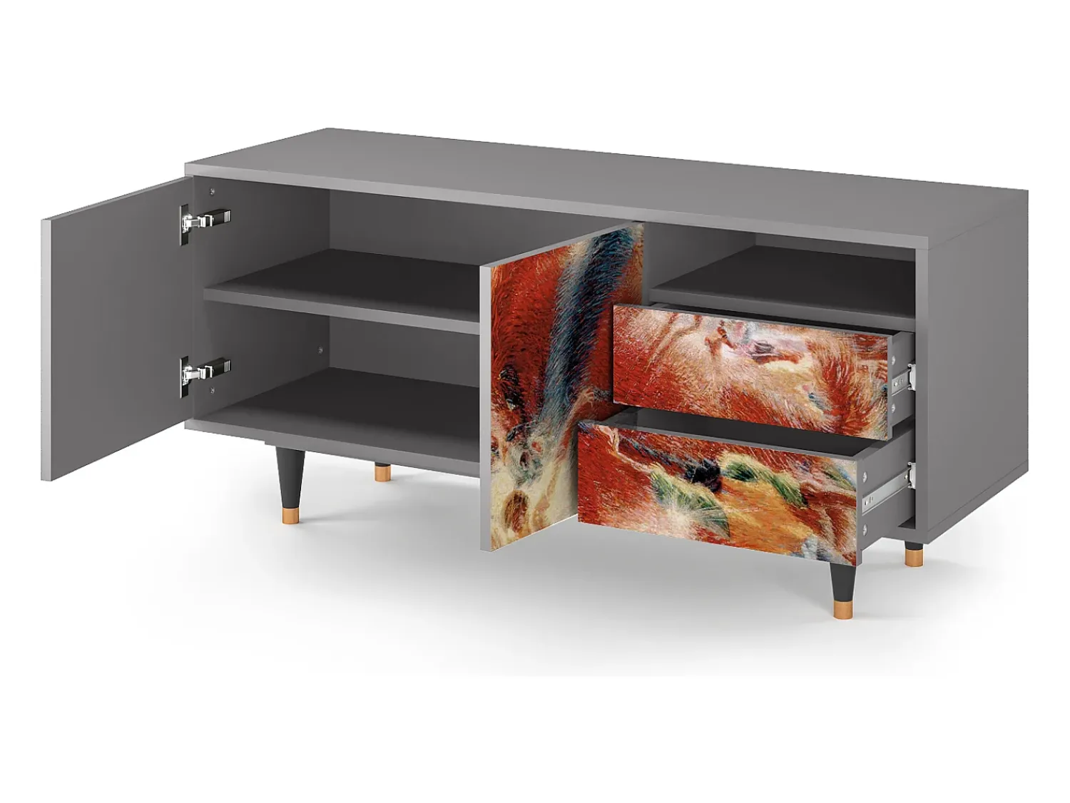 Sale Mueble de TV - 125х56х41 cm - T7 - The City Rises, Cinza Cinzento