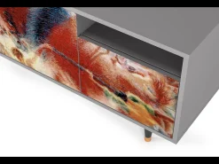 Sale Mueble de TV - 125х56х41 cm - T7 - The City Rises, Cinza Cinzento