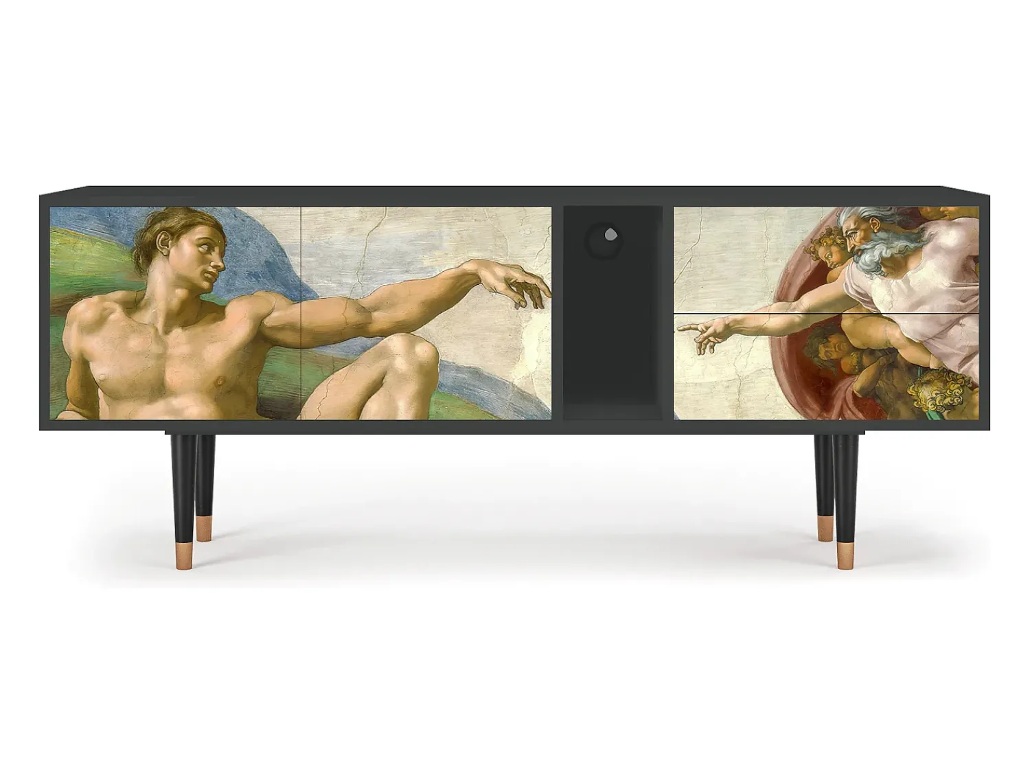 Móvel De Tv* Mueble de TV - 170х69х48 cm - T1 - The Creation of Adam, Antracite Cinza antracite