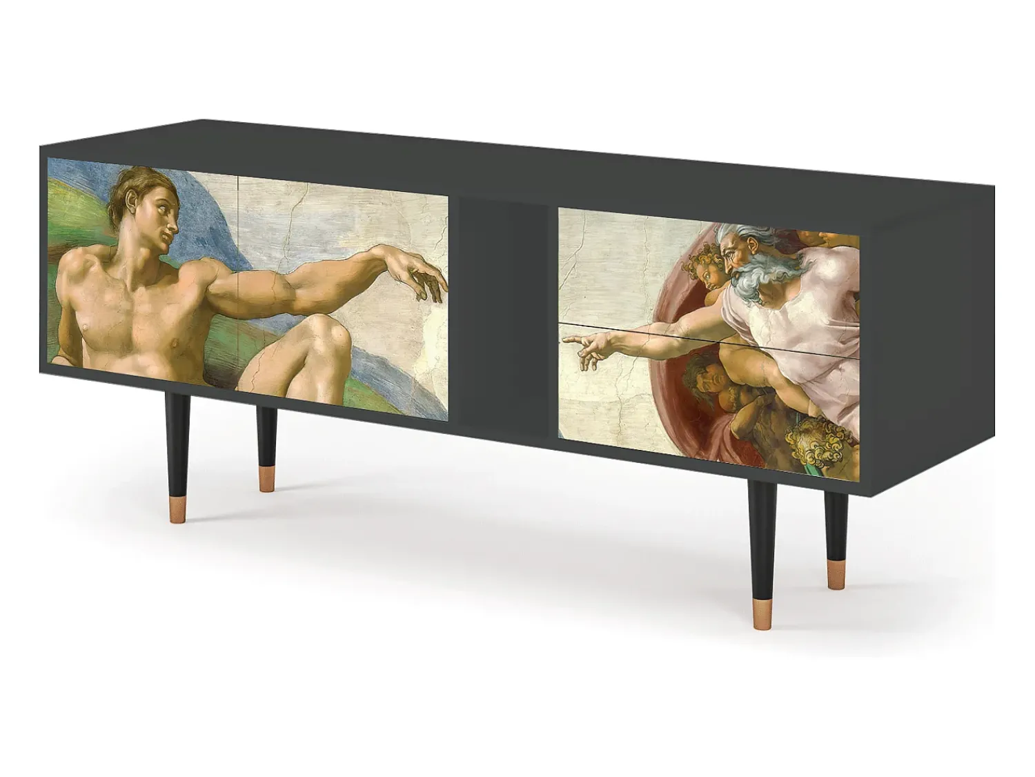 Móvel De Tv* Mueble de TV - 170х69х48 cm - T1 - The Creation of Adam, Antracite Cinza antracite