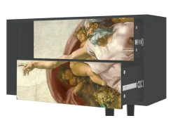 Móvel De Tv* Mueble de TV - 170х69х48 cm - T1 - The Creation of Adam, Antracite Cinza antracite