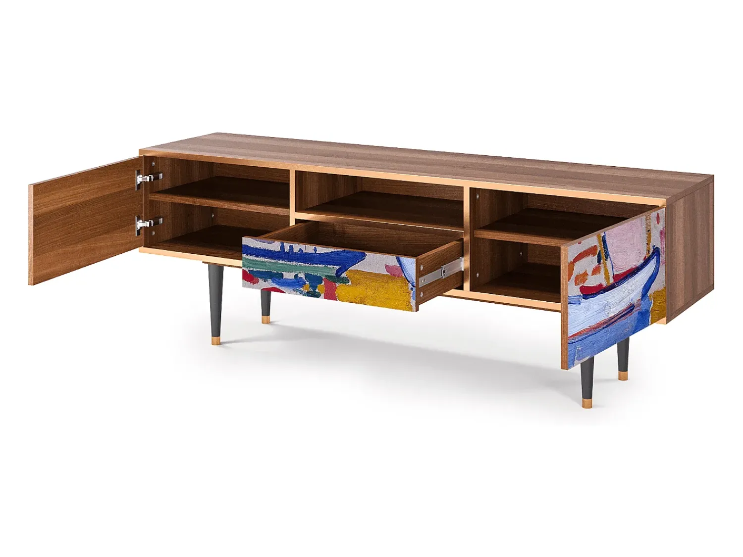 Móvel De Tv* Mueble de TV - 170х59х41 cm - T6 - The Port of Collioure , Nogueira Castanho