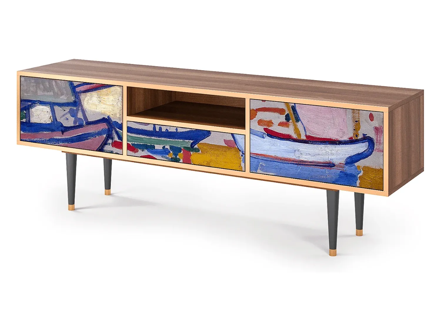 Móvel De Tv* Mueble de TV - 170х59х41 cm - T6 - The Port of Collioure , Nogueira Castanho