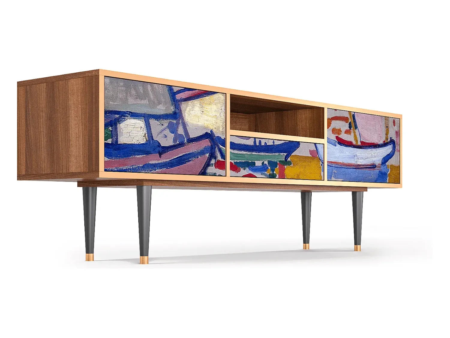 Móvel De Tv* Mueble de TV - 170х59х41 cm - T6 - The Port of Collioure , Nogueira Castanho