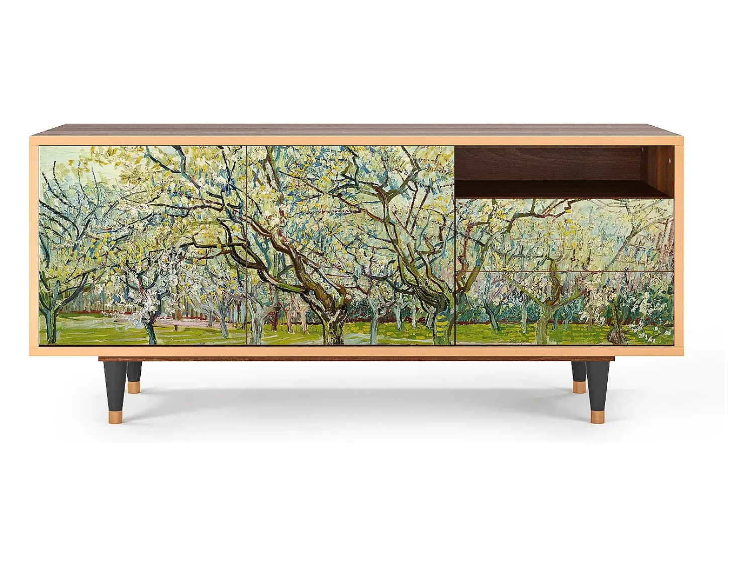 Clearance Mueble de TV - 125х56х41 cm - T7 - The Branco Orchard, Nogueira Castanho