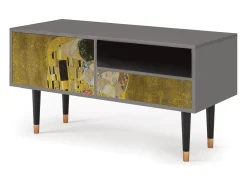 Móvel De Tv| Mueble de TV - 115х59х48 cm - T3 - The Kiss by Klimt , Cinza Cinzento