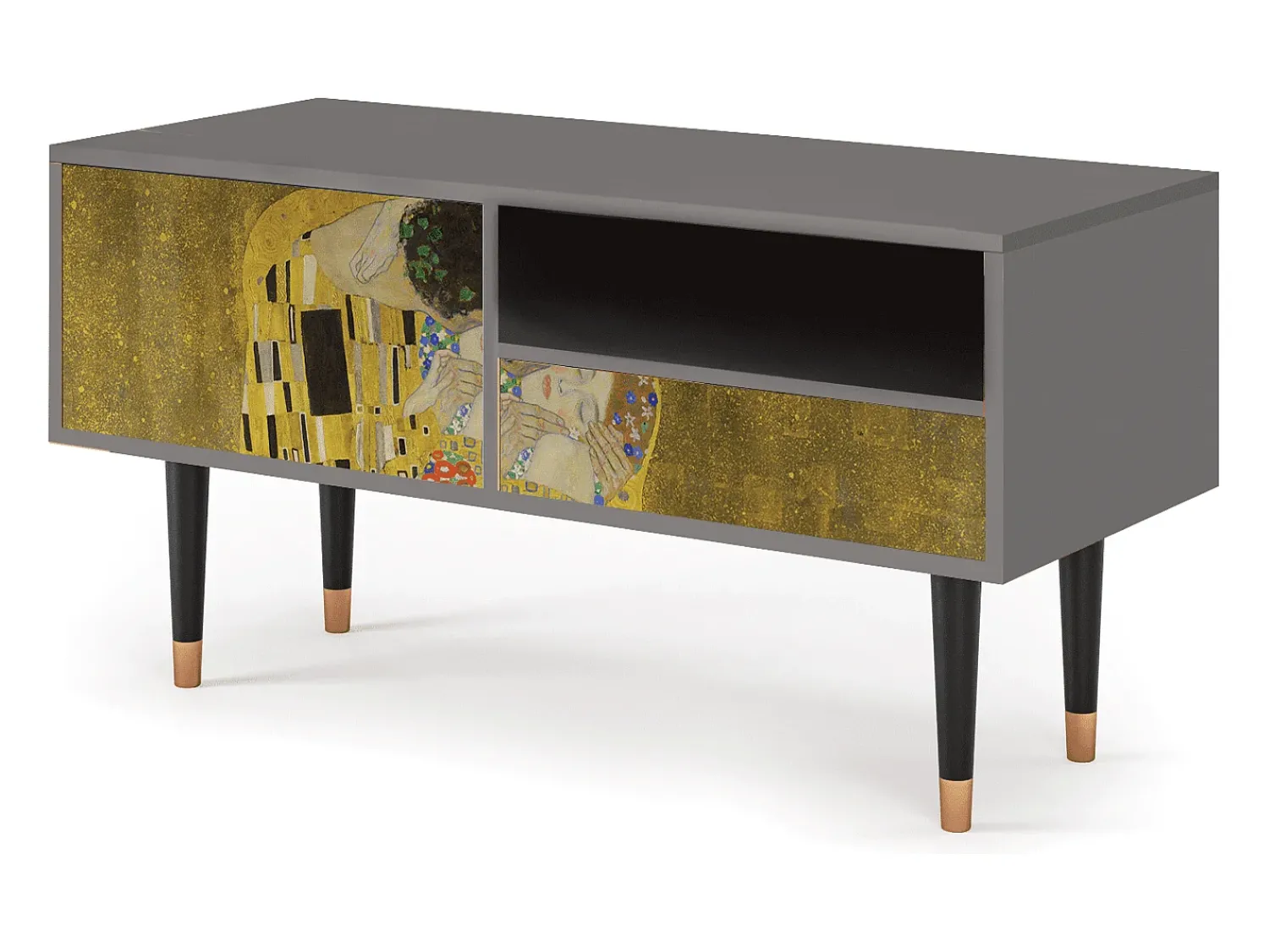 Móvel De Tv| Mueble de TV - 115х59х48 cm - T3 - The Kiss by Klimt , Cinza Cinzento