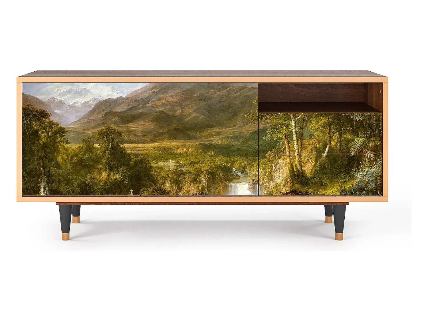 Móvel De Tv| Mueble de TV - 125х56х41 cm - T7 - The Heart of the Andes , Nogueira Castanho