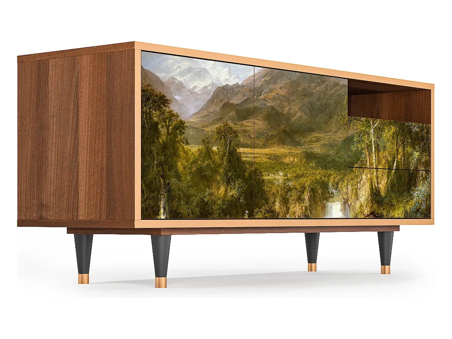 Móvel De Tv| Mueble de TV - 125х56х41 cm - T7 - The Heart of the Andes , Nogueira Castanho