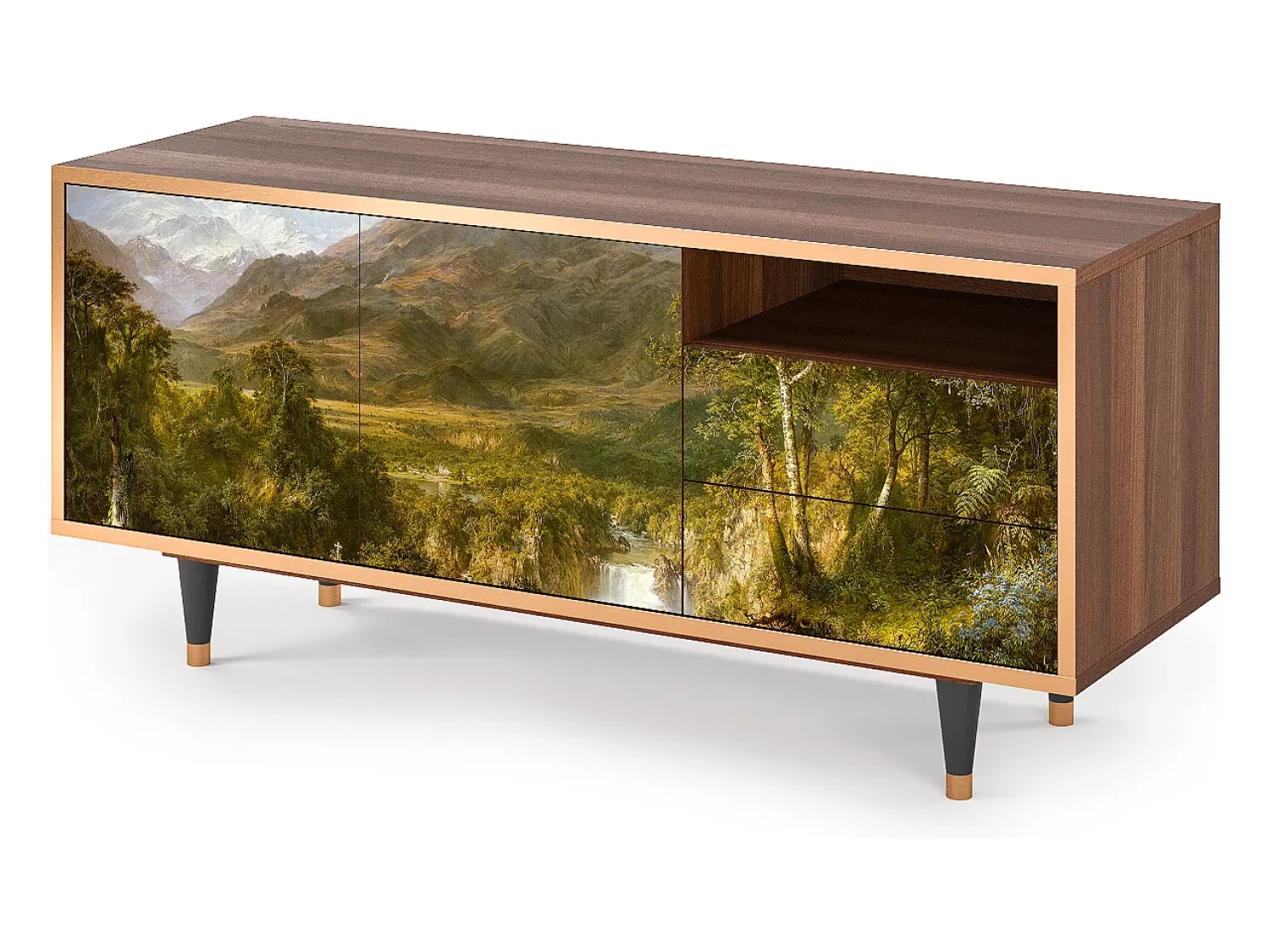 Móvel De Tv| Mueble de TV - 125х56х41 cm - T7 - The Heart of the Andes , Nogueira Castanho