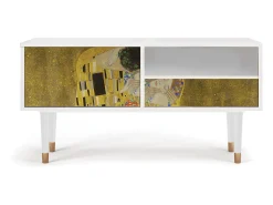 Móvel De Tv* Mueble de TV - 115х59х48 cm - T3 - The Kiss by Klimt , Branco Bege