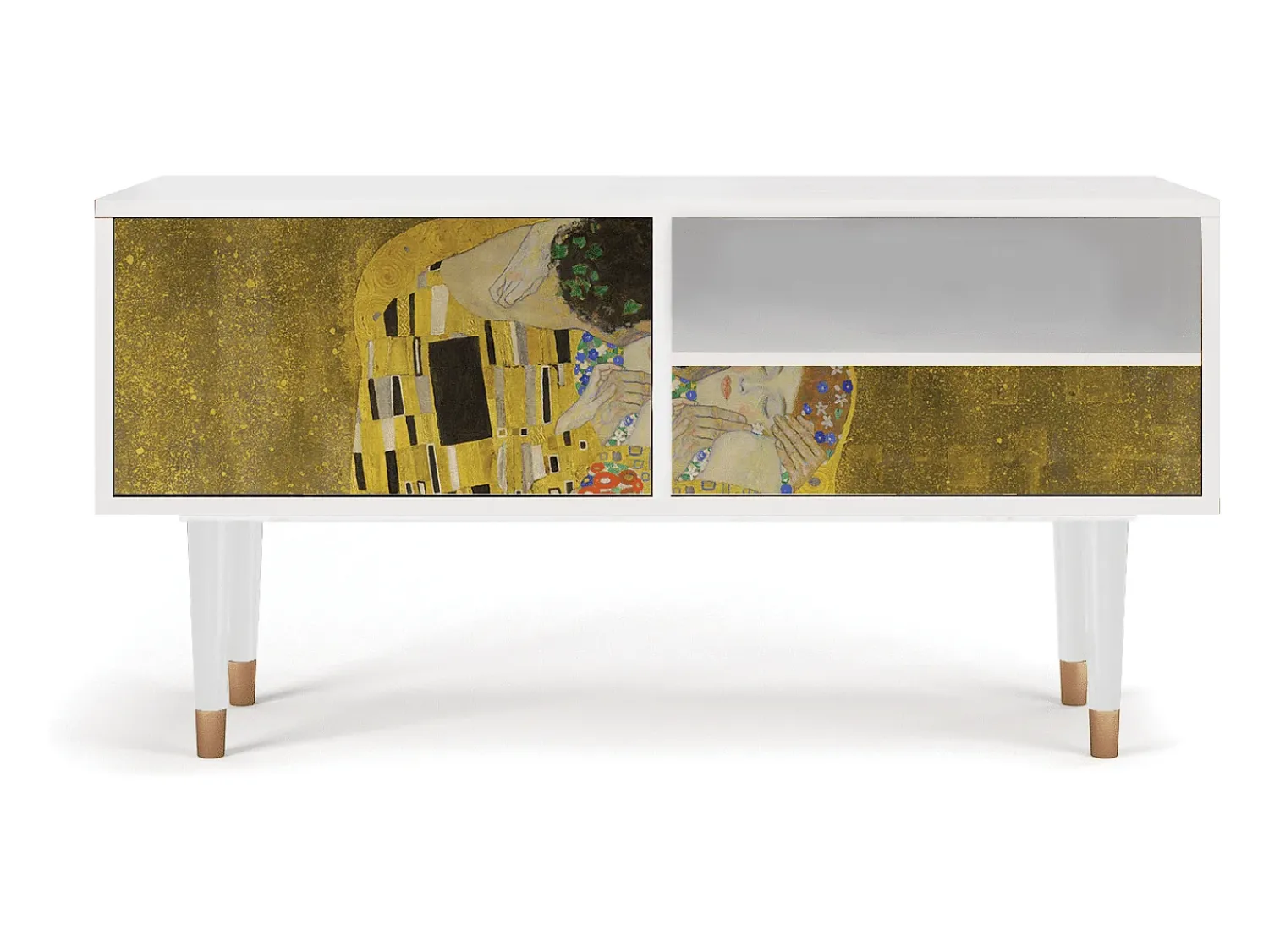 Móvel De Tv* Mueble de TV - 115х59х48 cm - T3 - The Kiss by Klimt , Branco Bege