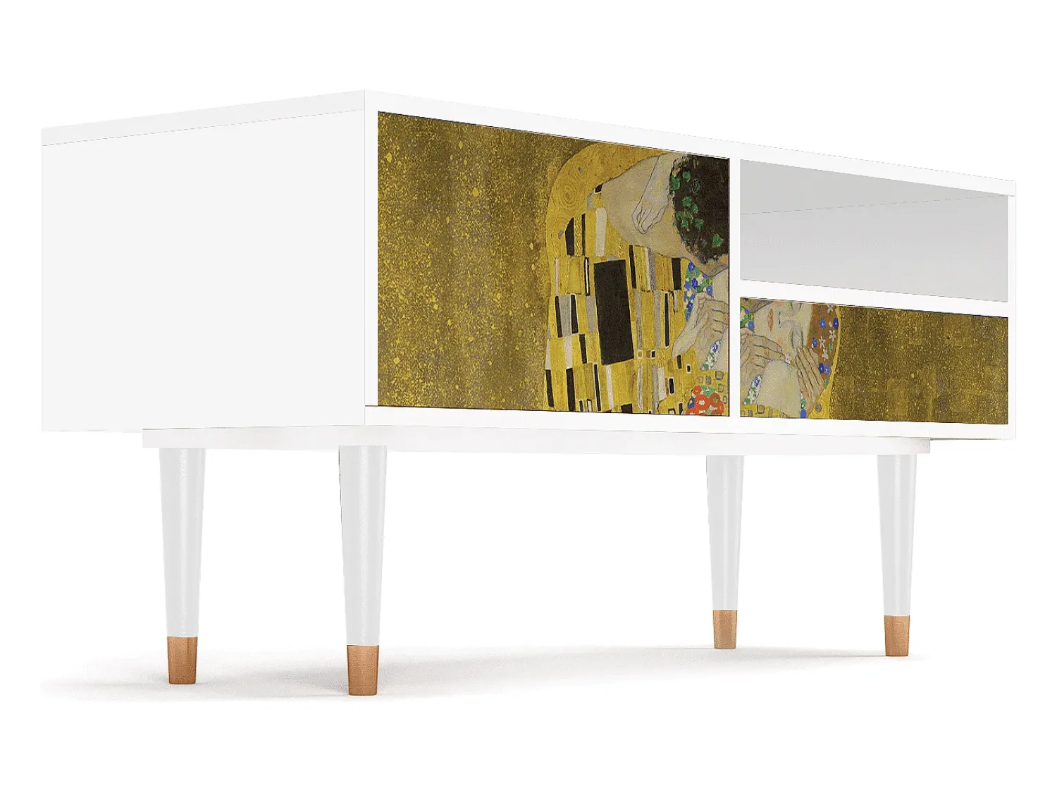 Móvel De Tv* Mueble de TV - 115х59х48 cm - T3 - The Kiss by Klimt , Branco Bege