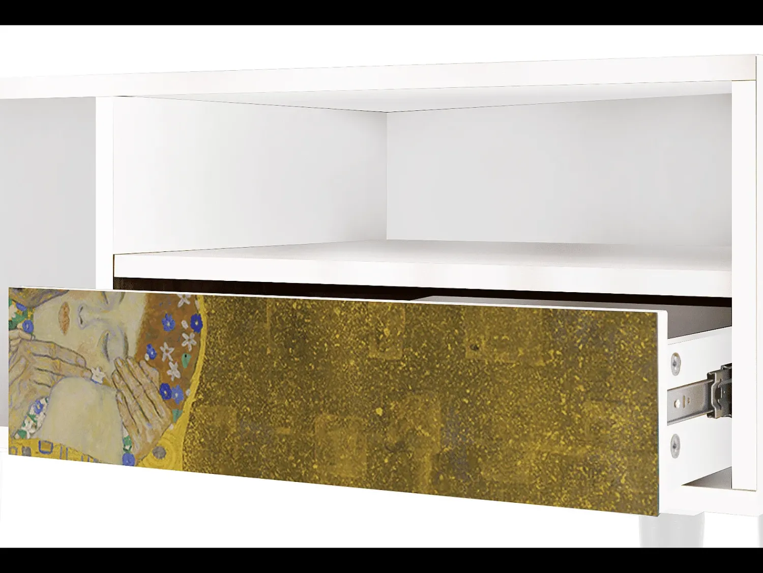Móvel De Tv* Mueble de TV - 115х59х48 cm - T3 - The Kiss by Klimt , Branco Bege