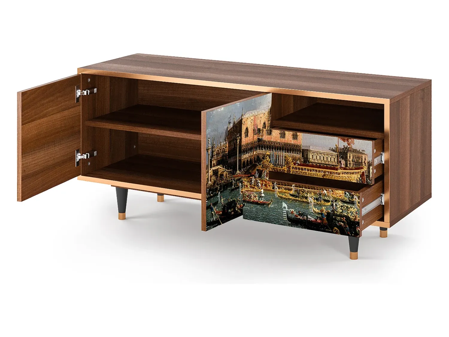 Móvel De Tv| Mueble de TV - 125х56х41 cm - T7 - The Bucintoro, Nogueira Castanho