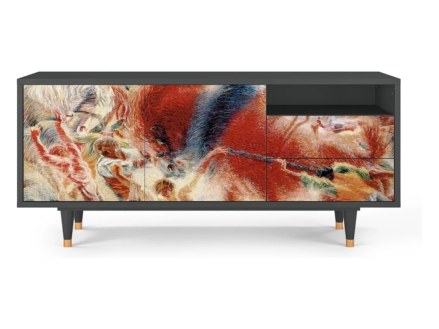 Móvel De Tv| Mueble de TV - 125х56х41 cm - T7 - The City Rises, Antracite Cinza antracite